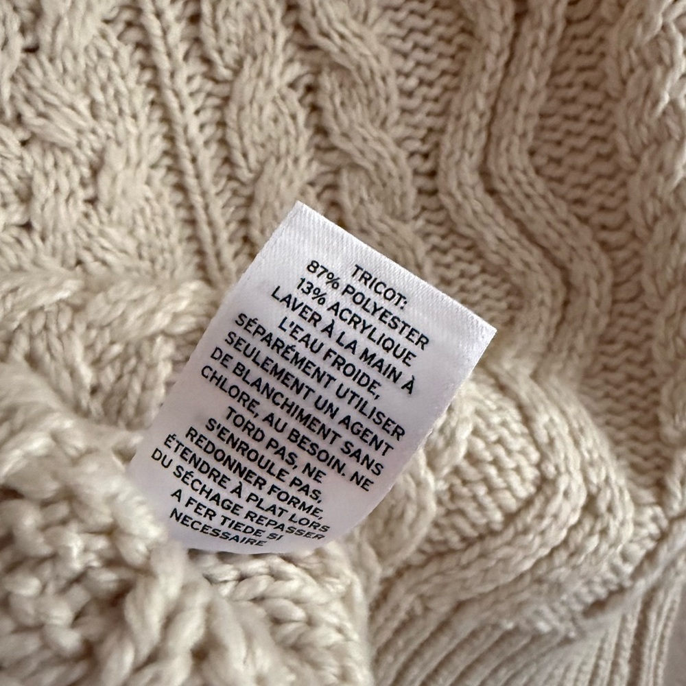 Chelsea28 Cable Knit Sweater Cream Cropped Crewneck Chunky NWT Small - Picture 7 of 9